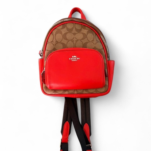 Coach Red and Tan Signature Backpack - Picture 1 of 3